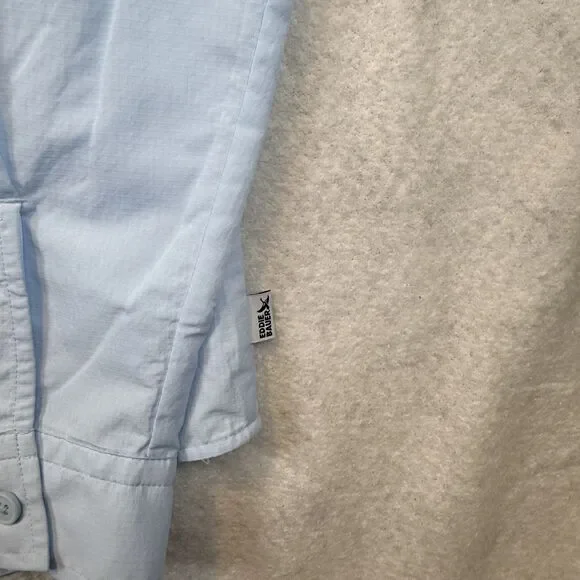 Eddie Bauer SS25 Long Sleeve Performance Shirt M Light Blue UPF Sun Protection - Picture 5 of 12